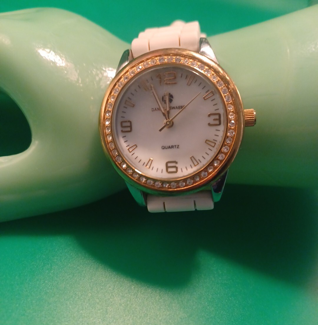 Daniela Swaebe Wrist Watch White Band 9.5 Inches Llong