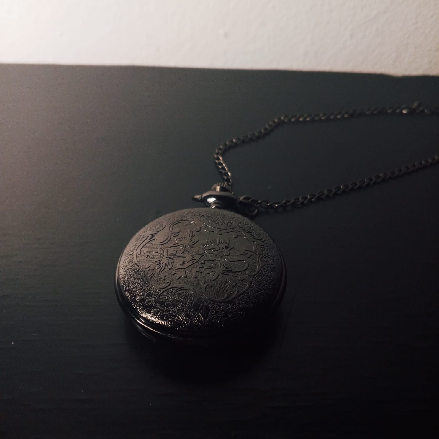 Vintage Classic Black Pocket Watch Steampunk Smooth Mechanical Quartz Chain Gift