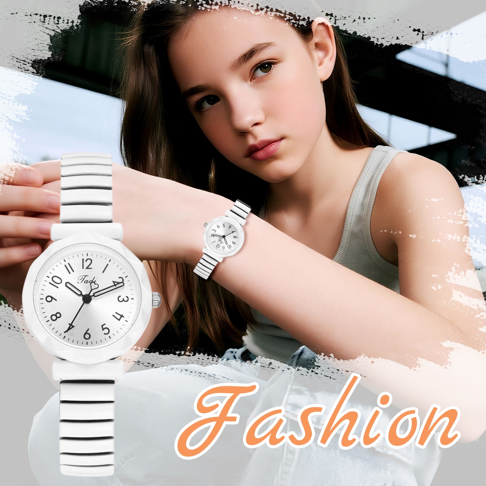 Women Teens Small Dial Quartz Watch Bohemia Elastic Stretch Band Bracelet