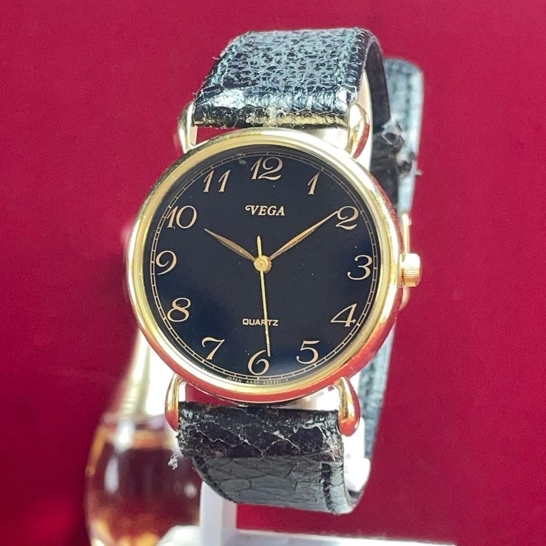Battery replaced / Made in Japan CITIZEN VEGA Quartz Black Dial