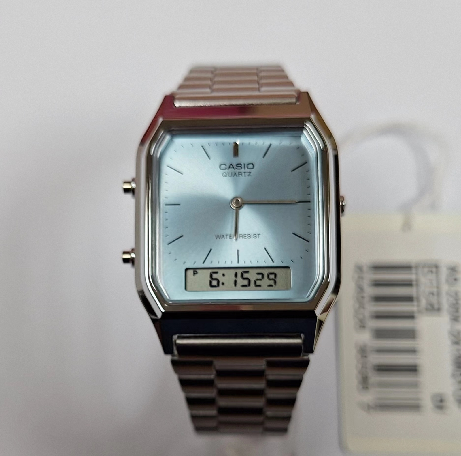 CASIO AQ-230A-2A1 Retro Vintage Blue Dual time Stainless Steel Band Watch