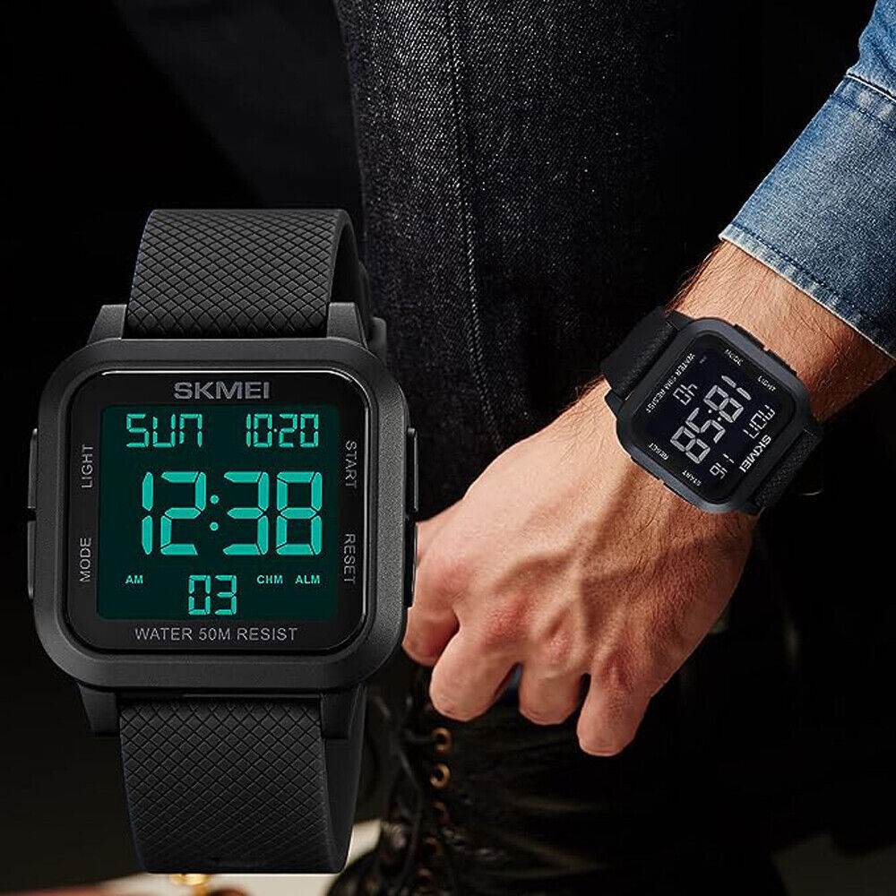Fashion Men’s Sports Watch LED Large Digital Waterproof Multifunction Wristwatch