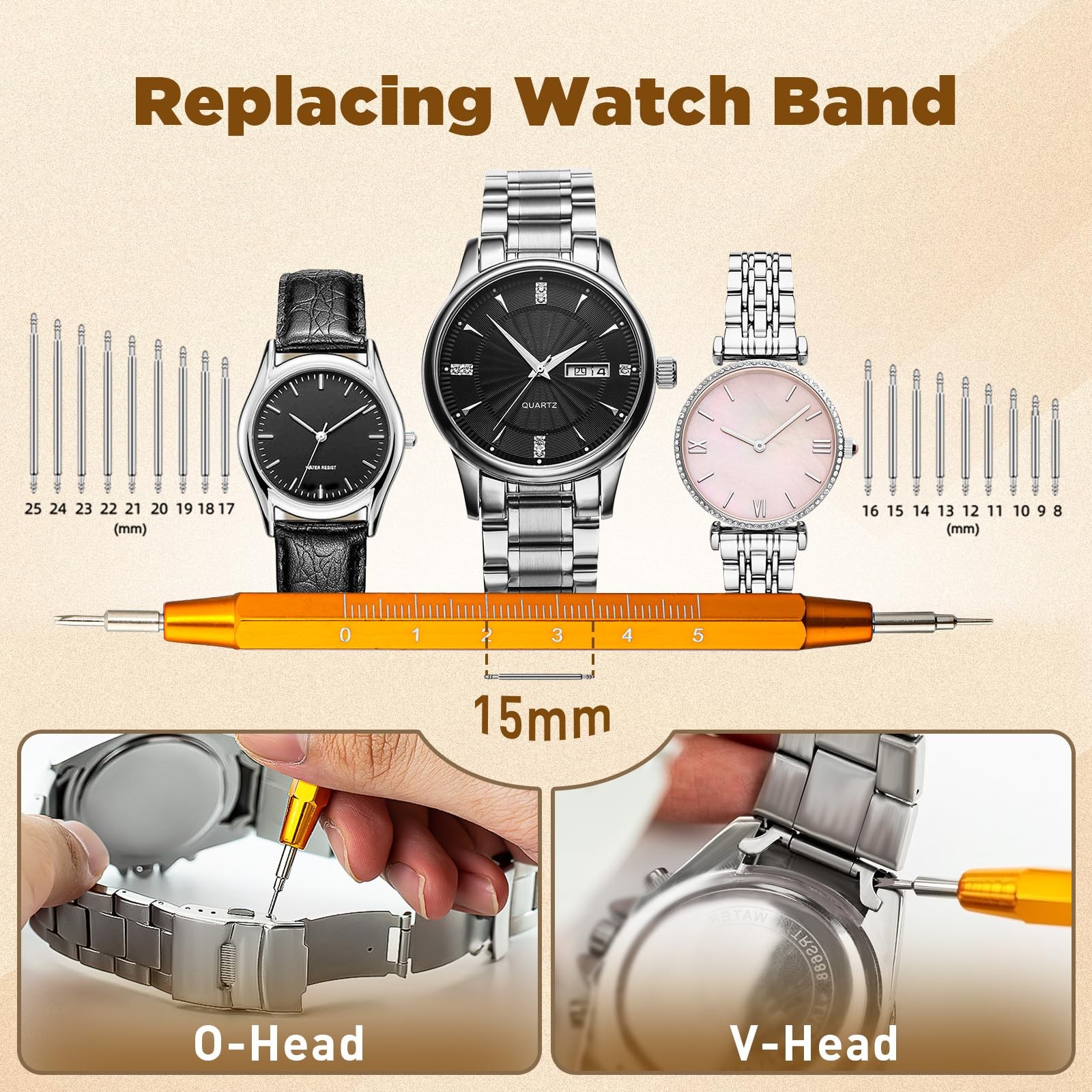 Eventronic Watch Repair Kit, Link Removal Battery Brown