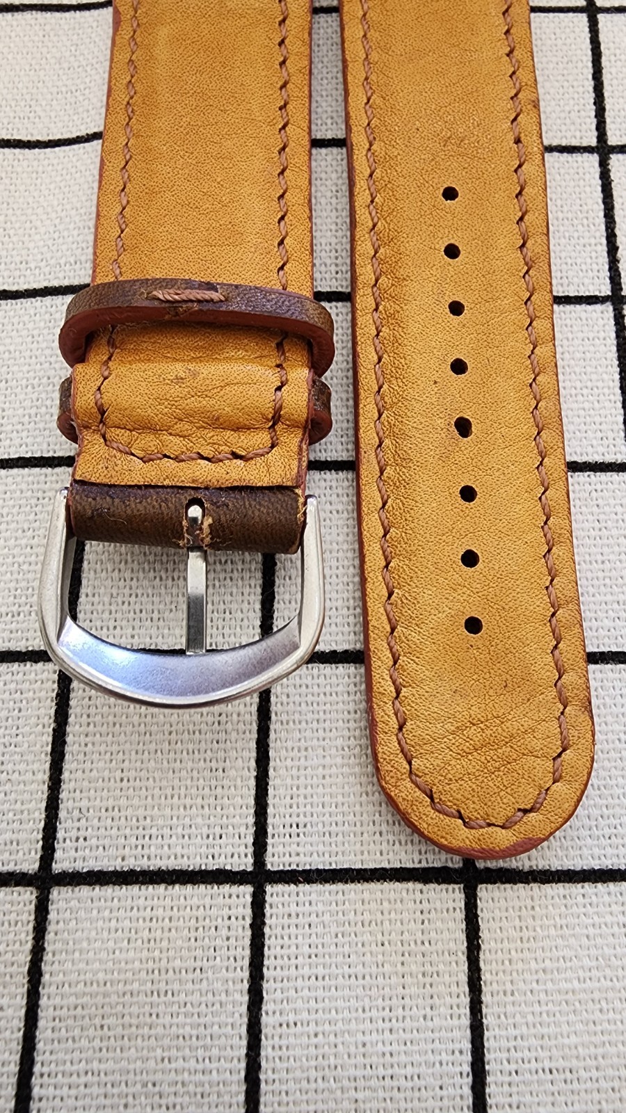 22mm Handmade Genuine Cowhide Leather Watch Strap Brown 22-20 Workshop Special