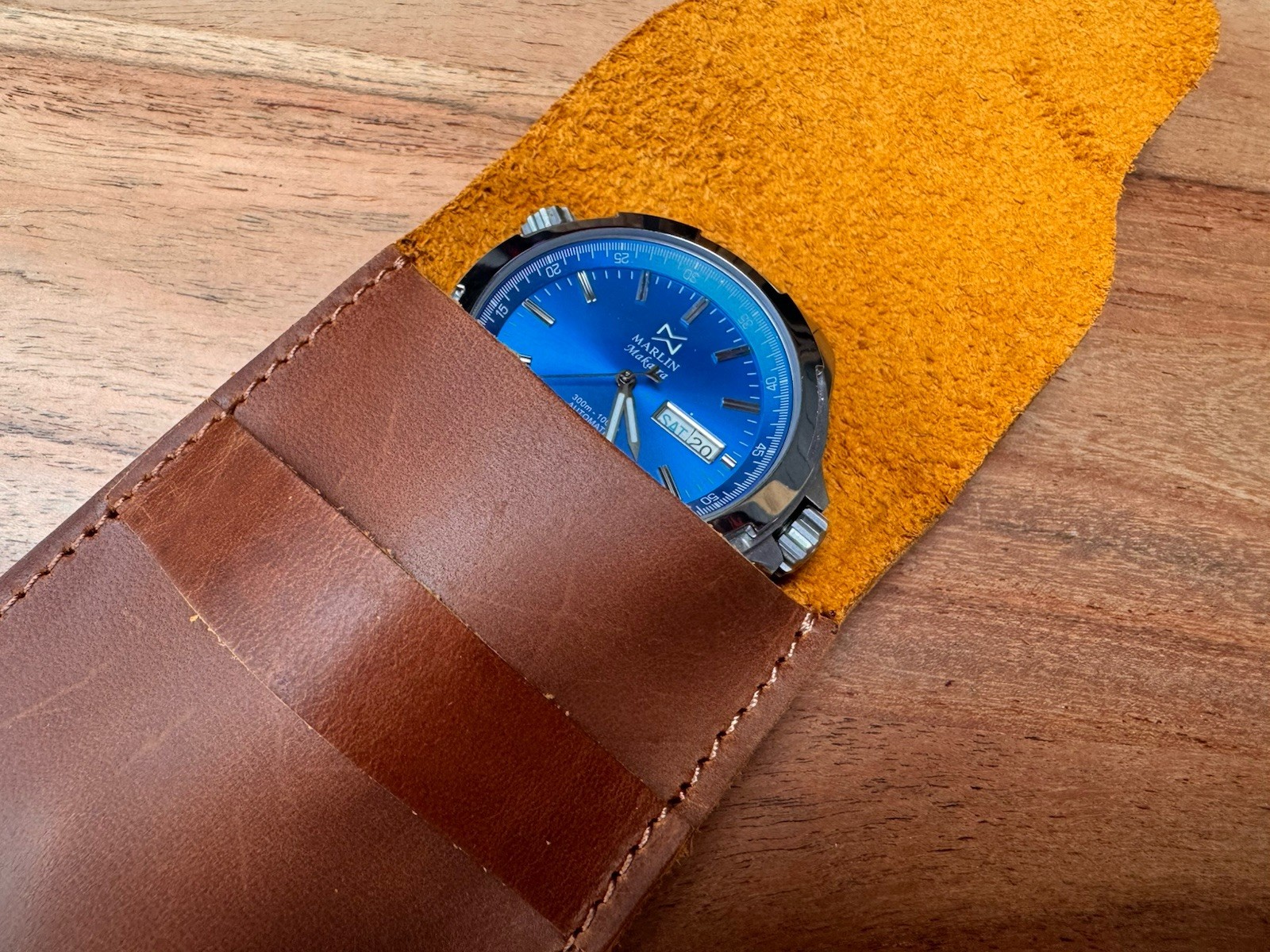 Watch travel case Real leather BROWN high End 7cm Width 38-42mm Ideal