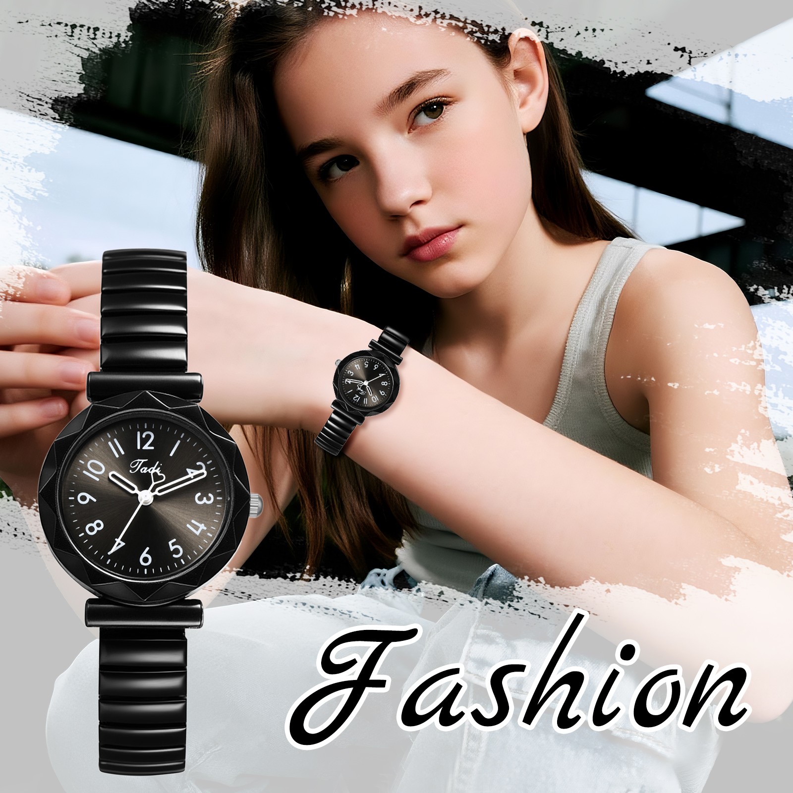 Women Teens Small Dial Quartz Watch Bohemia Elastic Stretch Band Bracelet