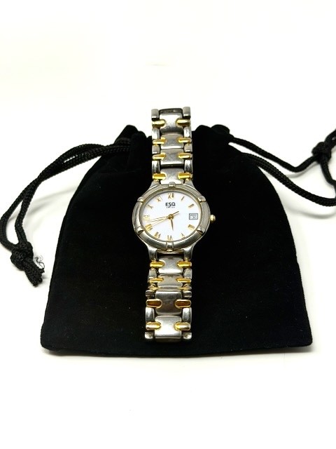 ESQ SWISS MOVADO 100275B VINTAGE WOMENS TWO-TONE WATCH