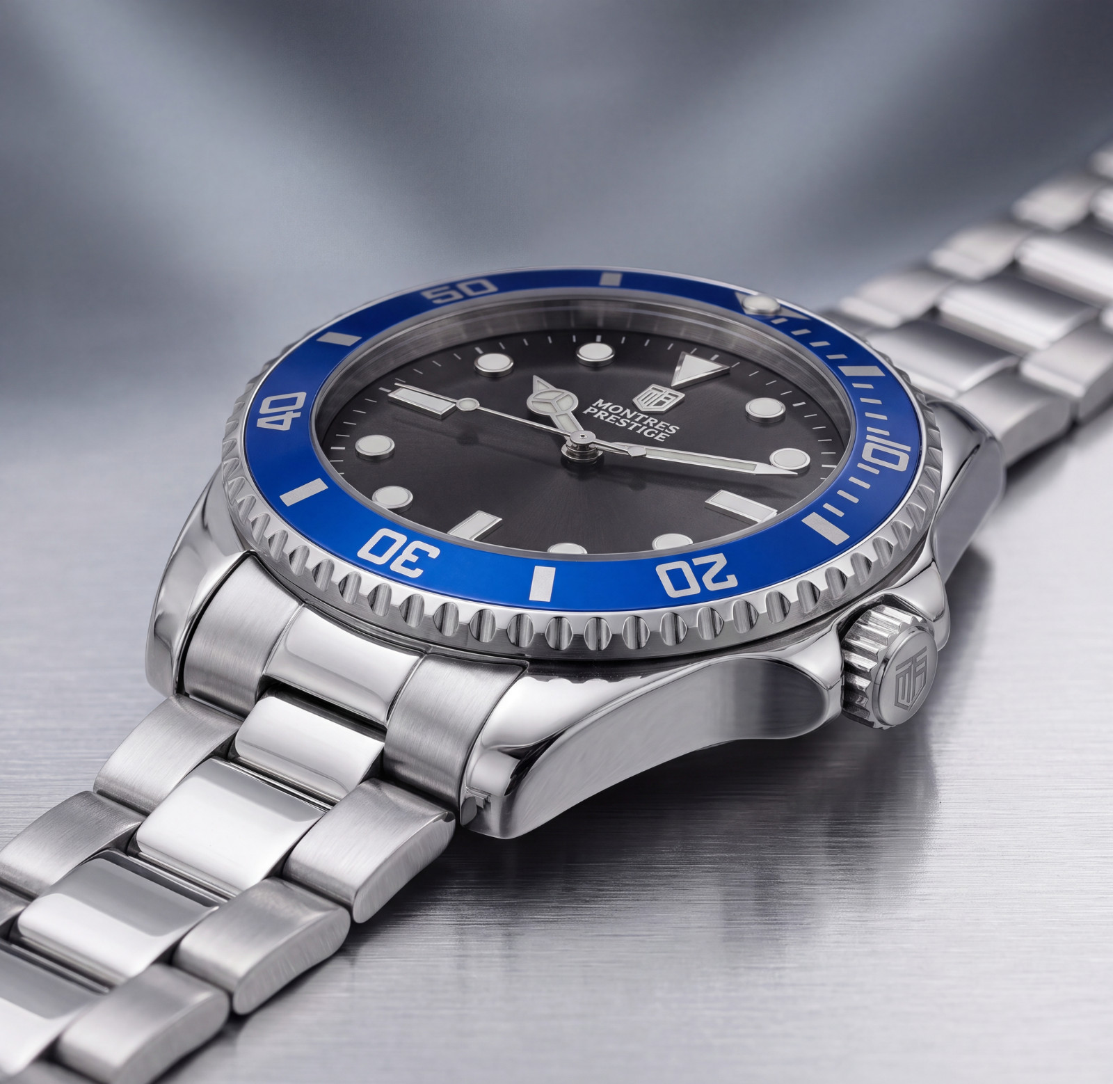 Montres Prestige X Invicta Men’s Watch 42mm Black Dial Blue Bezel Steel MPW-0082