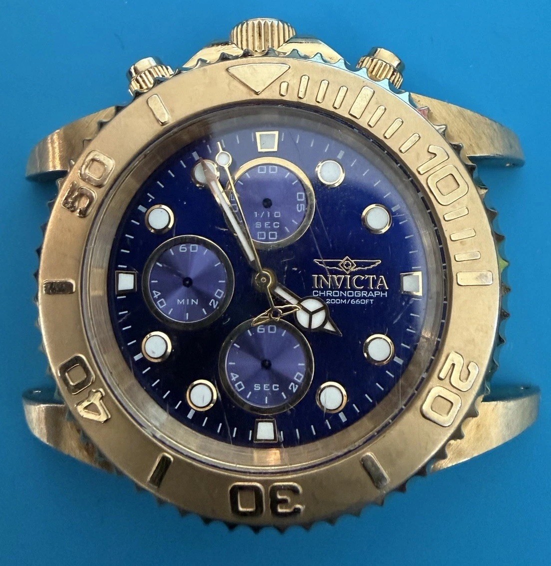 Invicta Pro Diver Chronograph Gold Tone Mens Watch 19157 Working Read Desc.