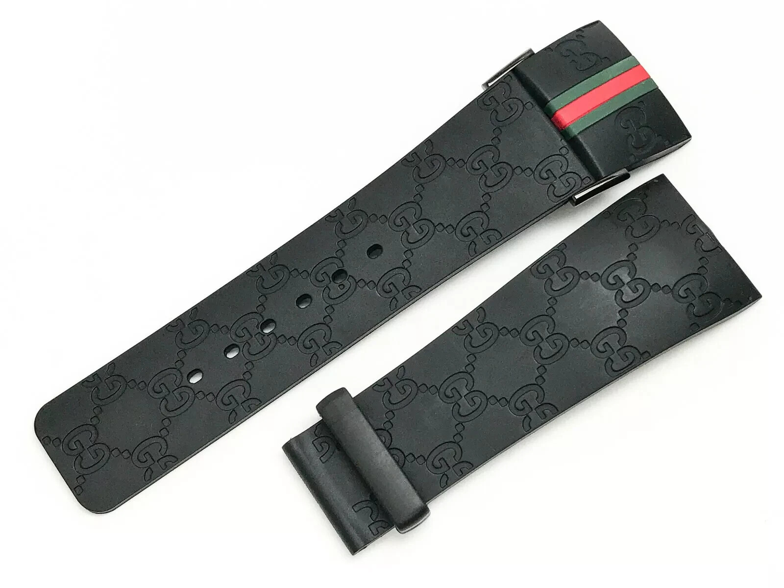 26mm I-Gucci 114-2 Genuine OEM Replacement Black Rubber Band Gucci YA114207 NEW