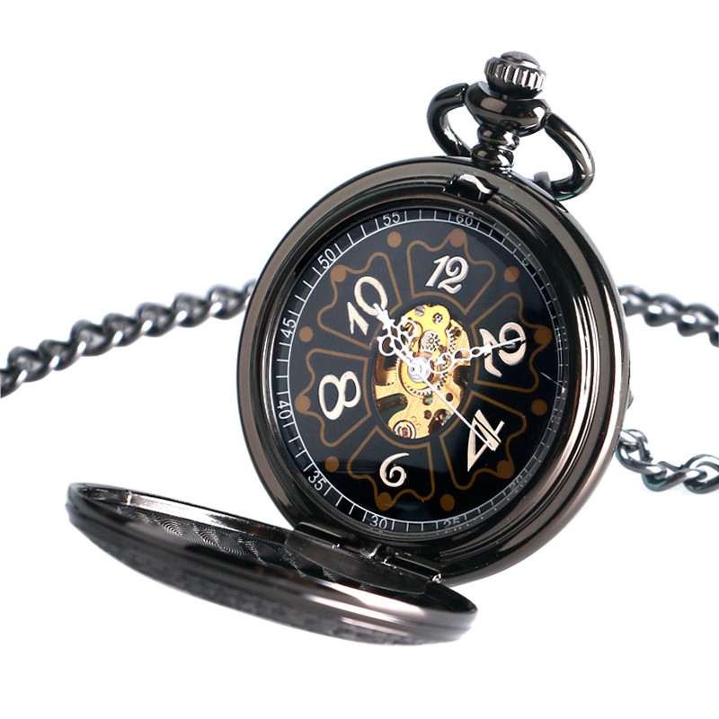 Steampunk Gothic Pentagram Skeleton Hand-Wind Mechanical Pocket Watch Men’s Gift