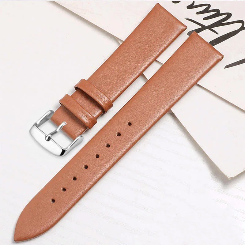 Leather Watch Strap for Skagen 18mm 20mm 22mm Silver Pin Buckle Band