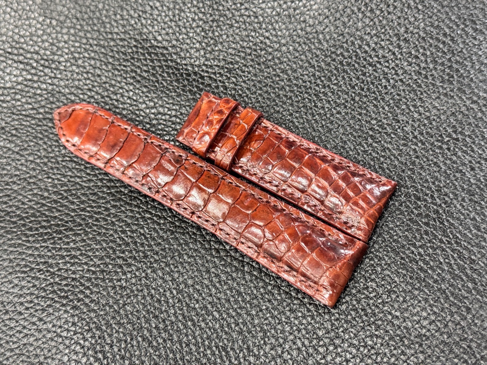 Handmade Red Brown Croc Skin Leather Watch Strap Band 18mm/26mm