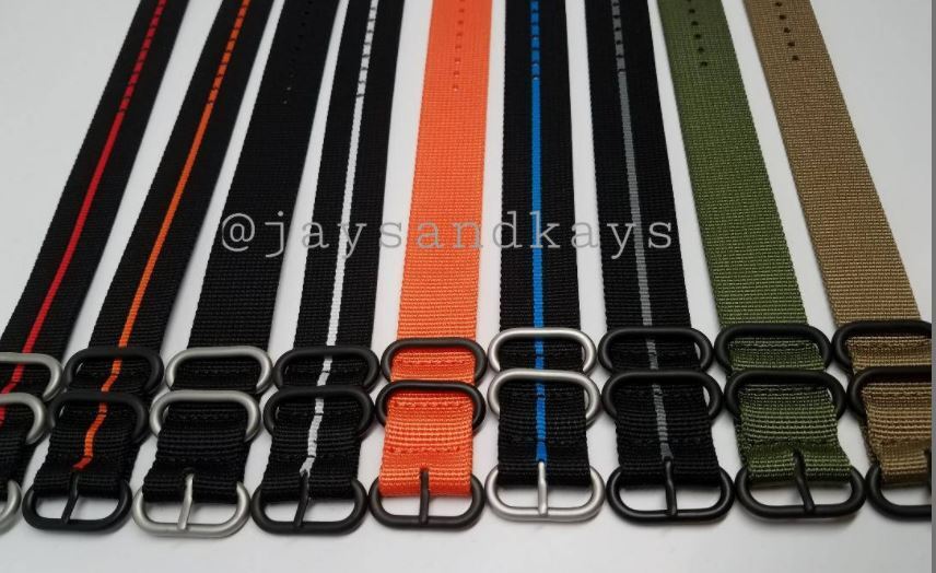 JaysAndKays® 24mm 1-Piece 3-Ring Heavy Duty Diver Watch Strap