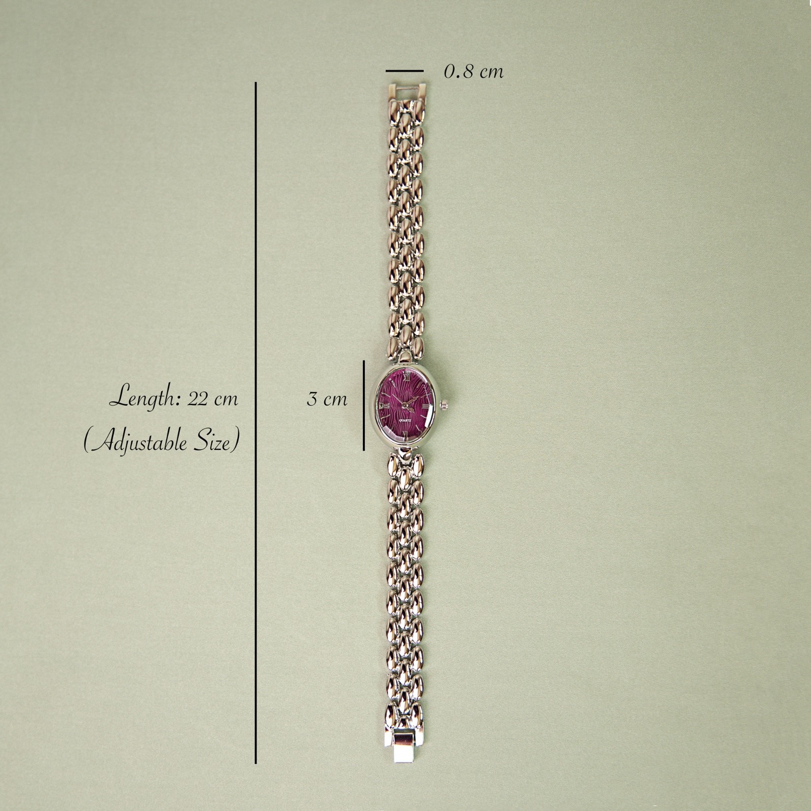 Elegant Plum Bracelet Watch with Crystals Quartz