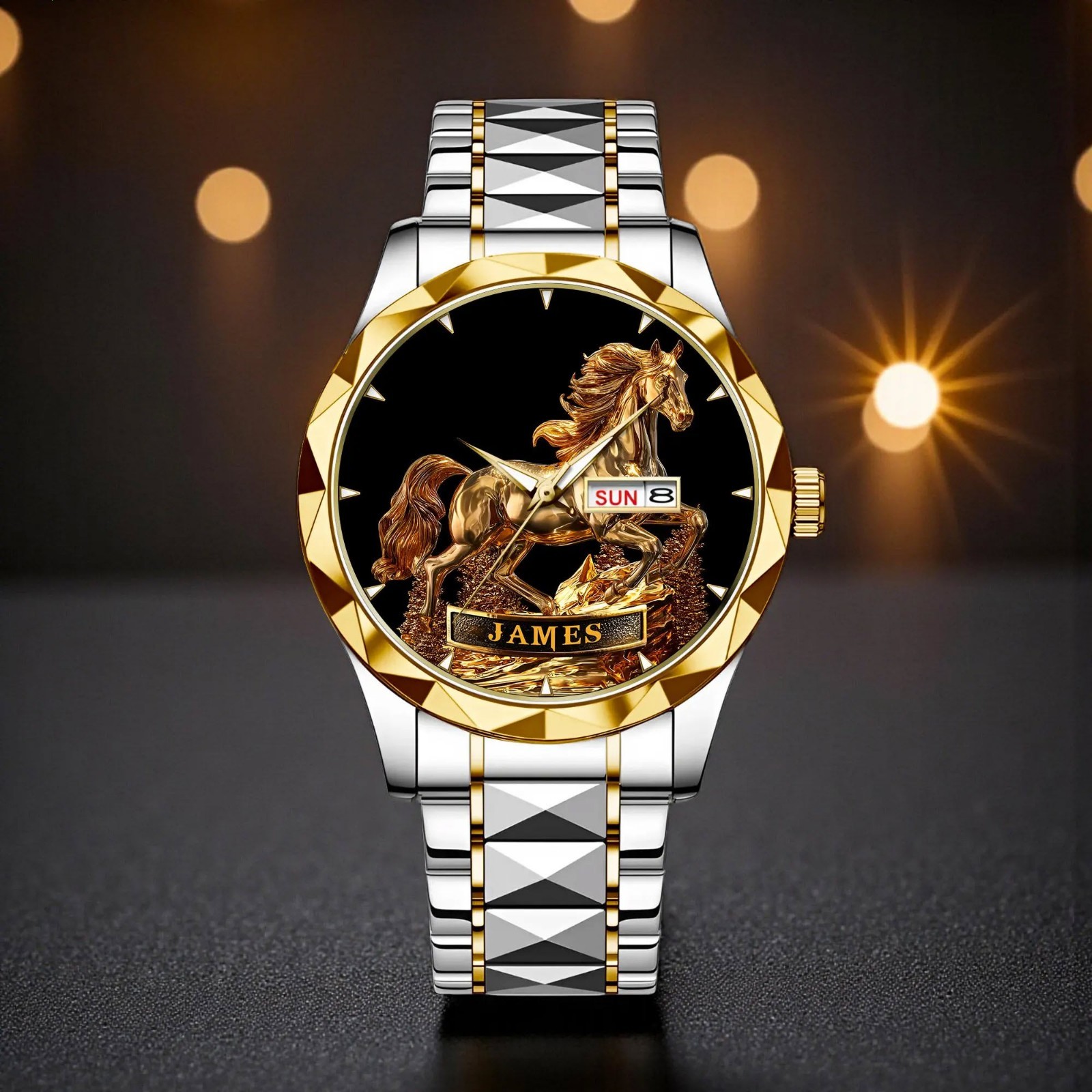 Personalized Horse Mens Watch Luxury Horse Lover Gift For Dad Husband Him