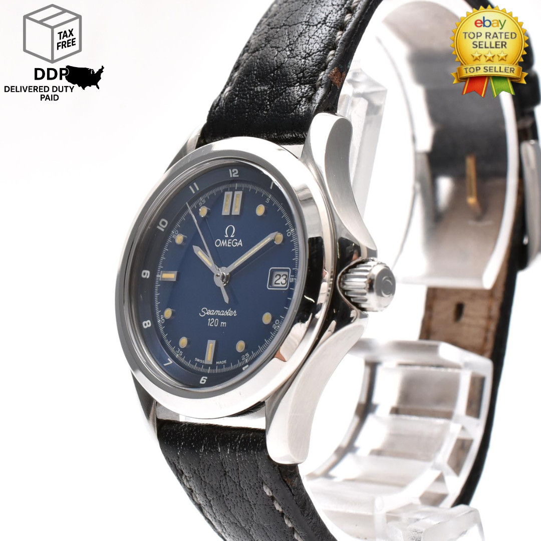 Vintage [Near MINT] OMEGA Seamaster 120m 2571.80 Blue Dial Silver Women’s Watch