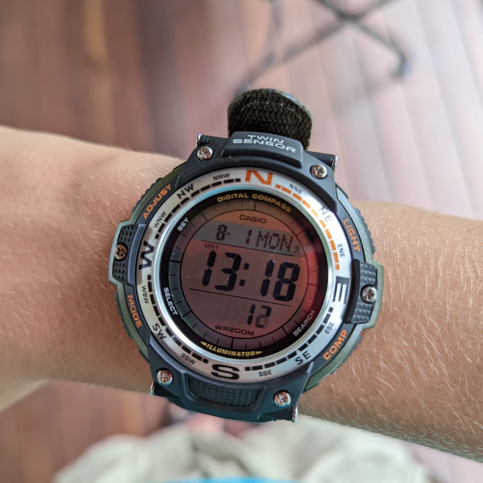 Casio SGW-100B-3V Twin Sensor Digital Watch 200M Compass Thermometer World Time