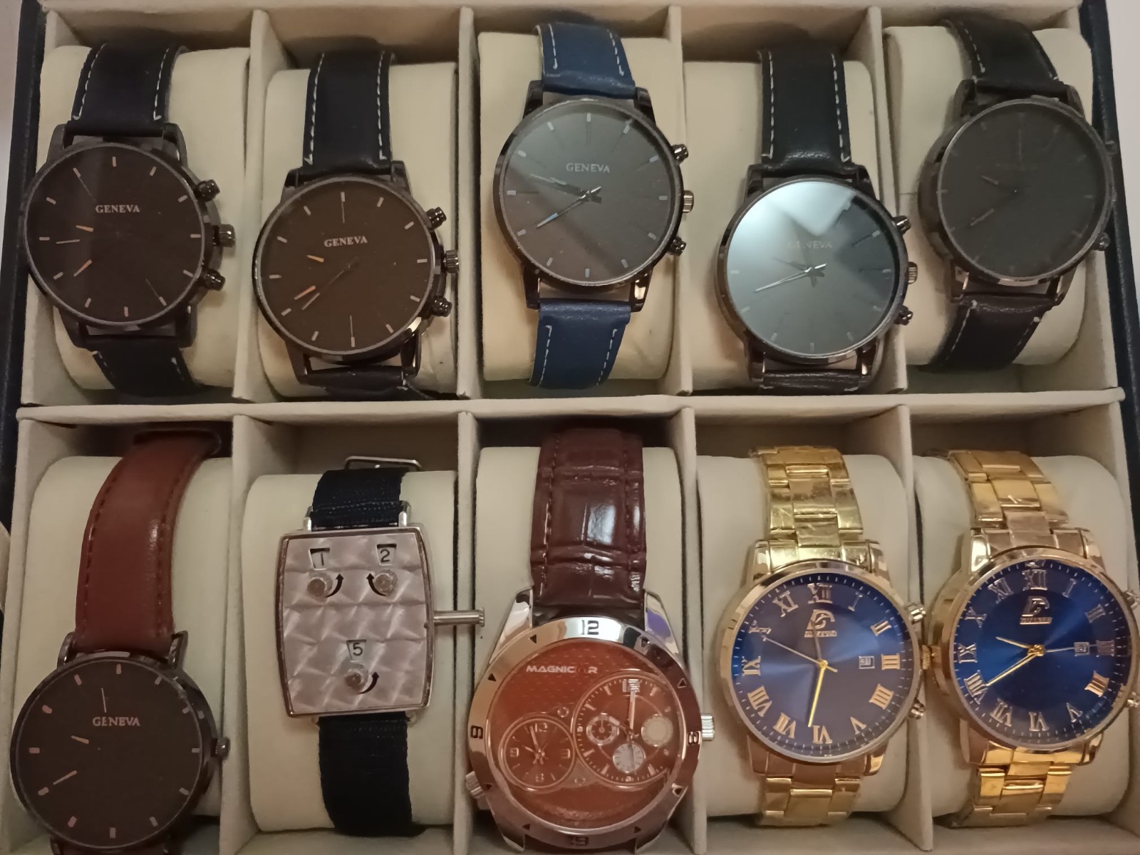 Quartz Watch Collection in Watch Box Featuring Geneva, Dijanes & Magnicor