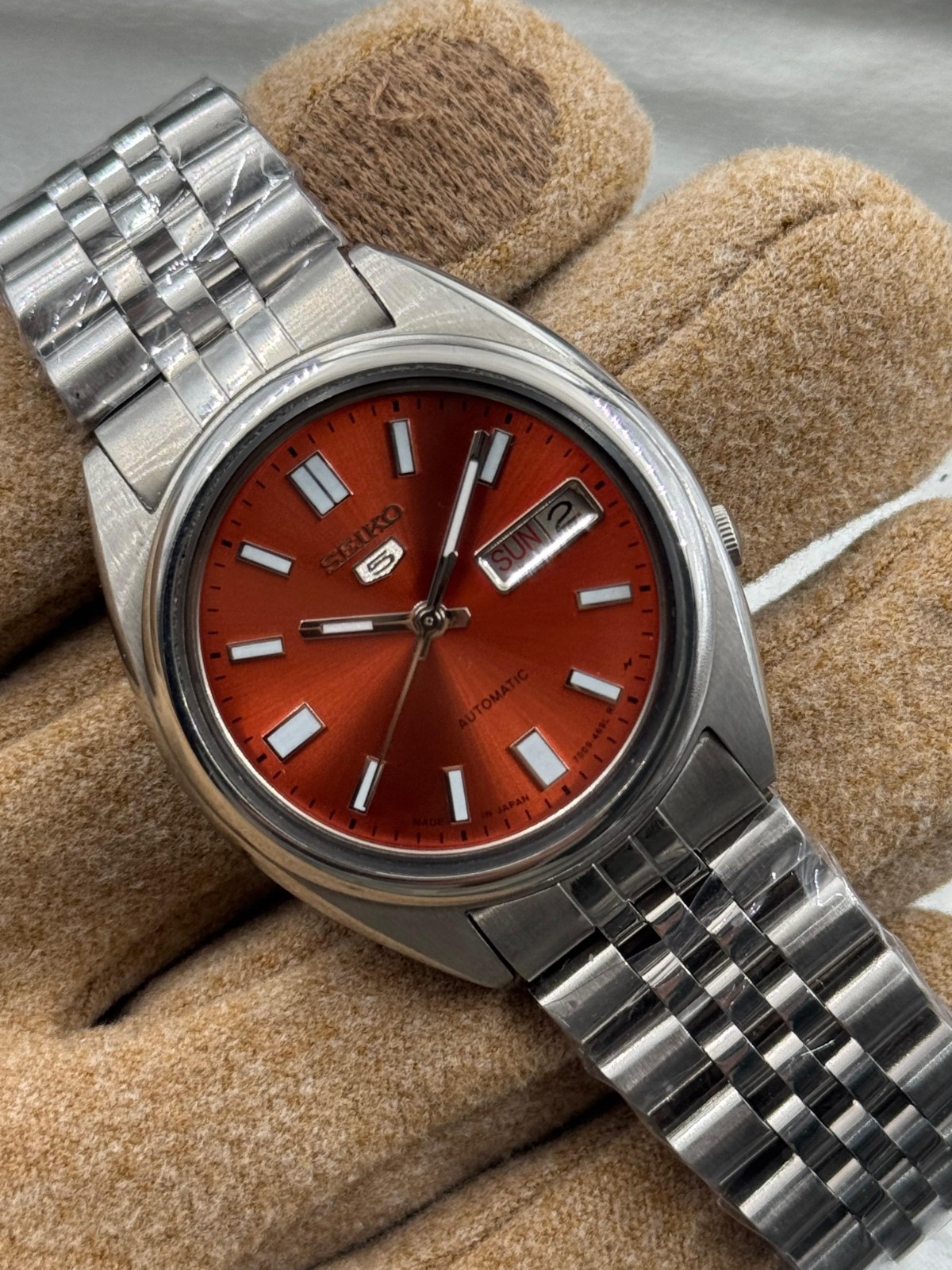 Vintage Seiko 5 Automatic Men Stainless Steel Day Date Wristwatch