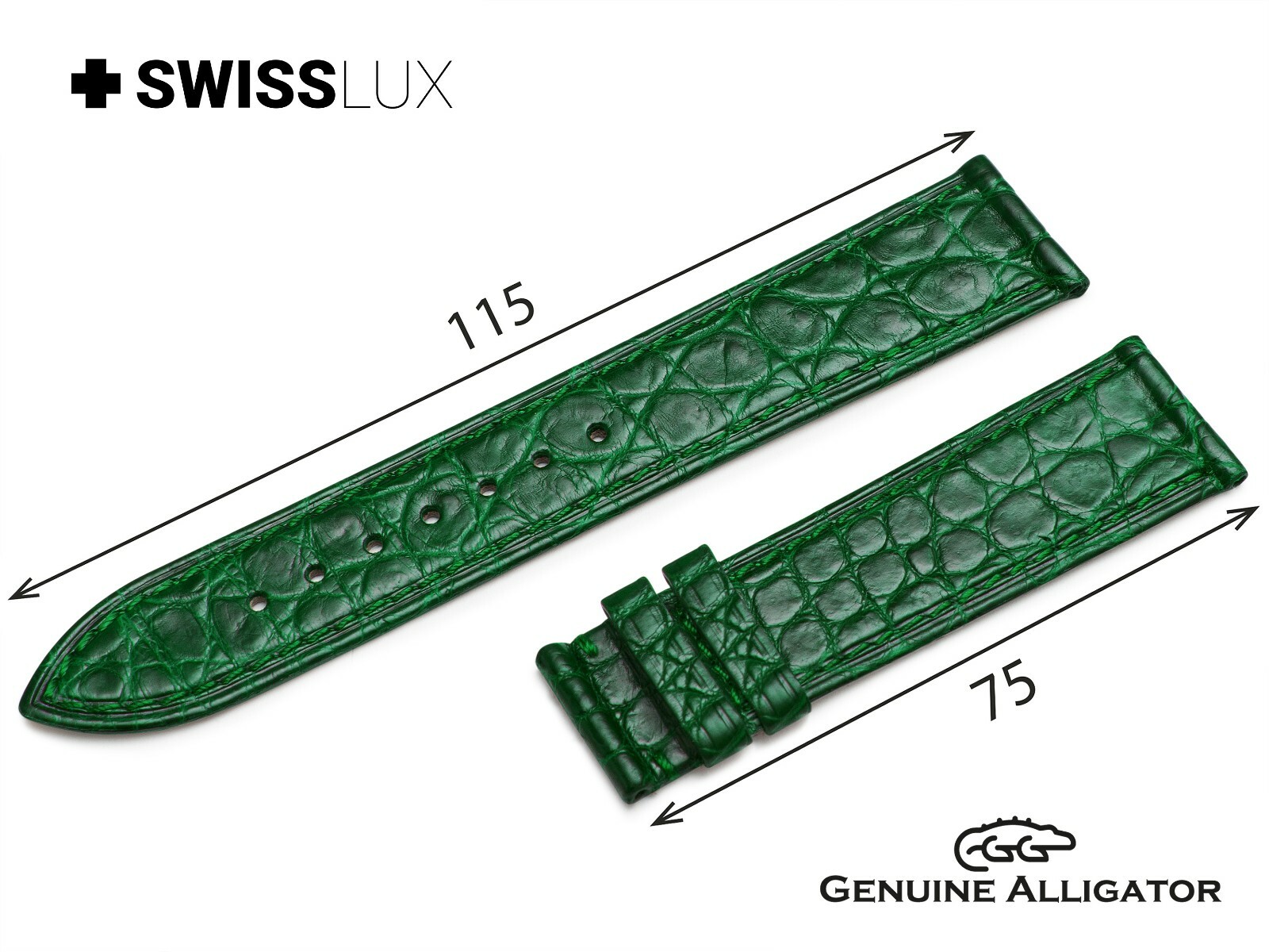 Crocodile Alligator Leather For GLASHUTTE Watch GREEN Strap Band Buckle SQ