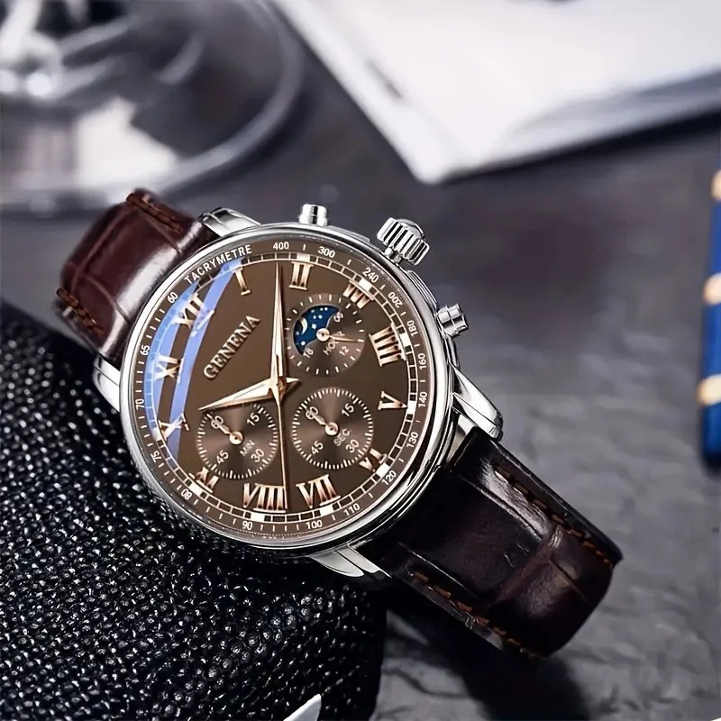 Fashion Men Business Watches Casual Leather Strap Quartz Watch for Men