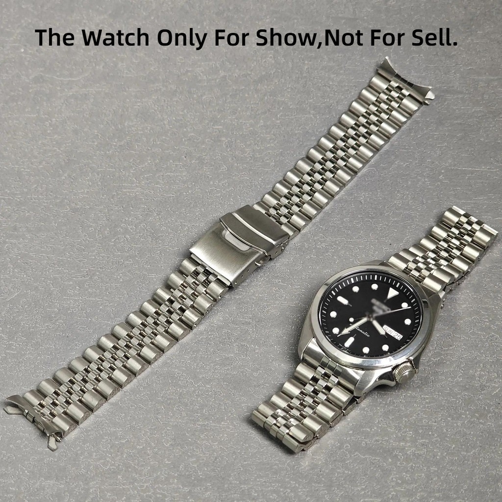 For Seiko SRPE53 20mm Silver Jubilee WatchBand Bracelet With Hollow Curved End