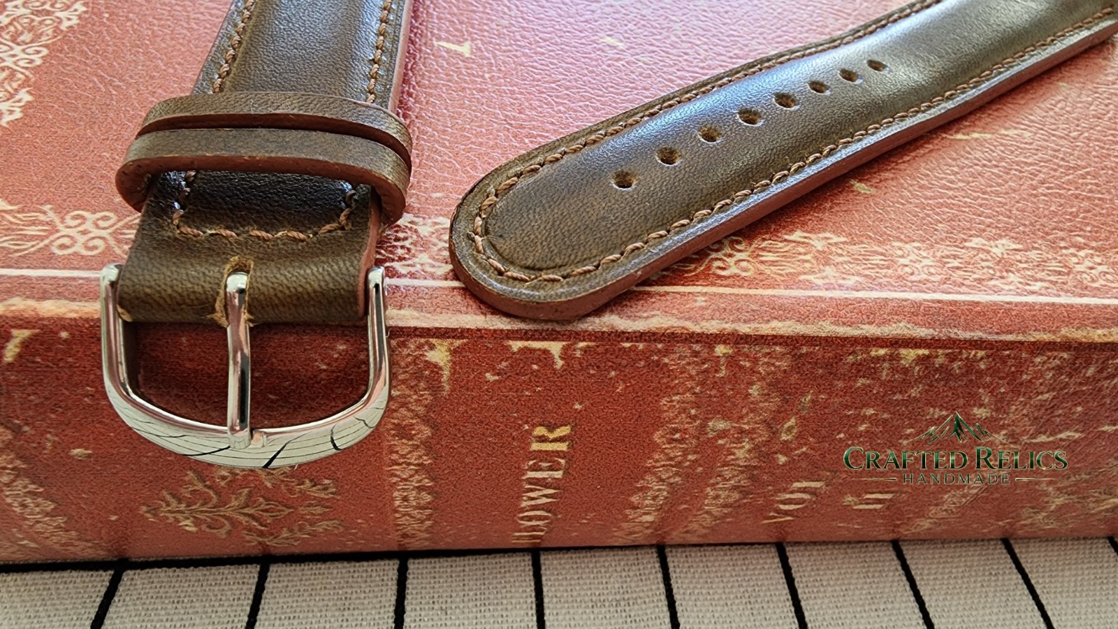 22mm Handmade Genuine Cowhide Leather Watch Strap Brown 22-20 Workshop Special