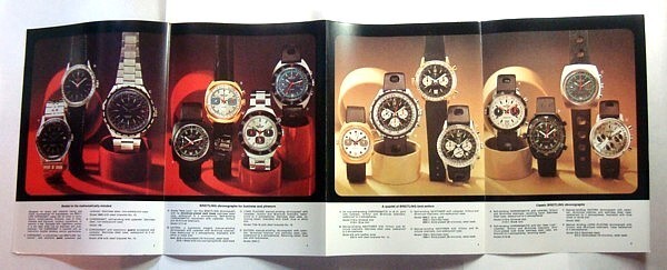 BREITLING Rare Color illustrations variations in this Brochure 1974