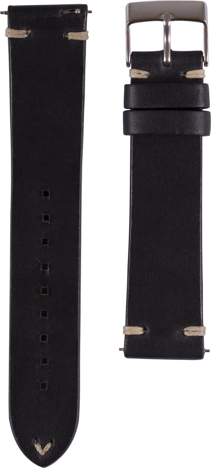 22mm Black Genuine Horsehide Leather Watch Strap Handmade in Italy New Box
