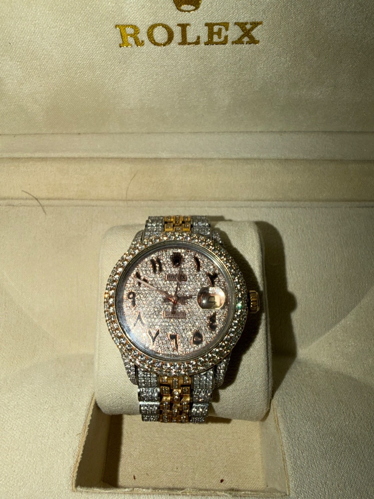 rolex datejust 36mm jubilee two tone diamond arabic dial