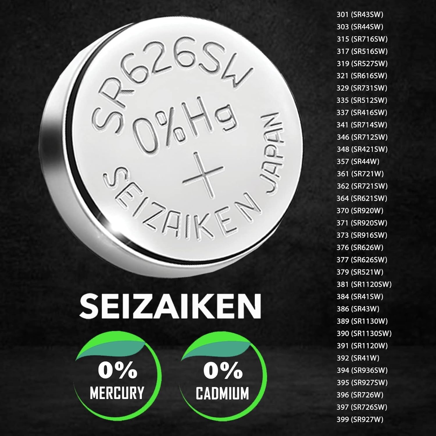 377 SR626SW 1.55V 0% Hg Silver Oxide Watch Battery 2 Batteries Made in Japan …