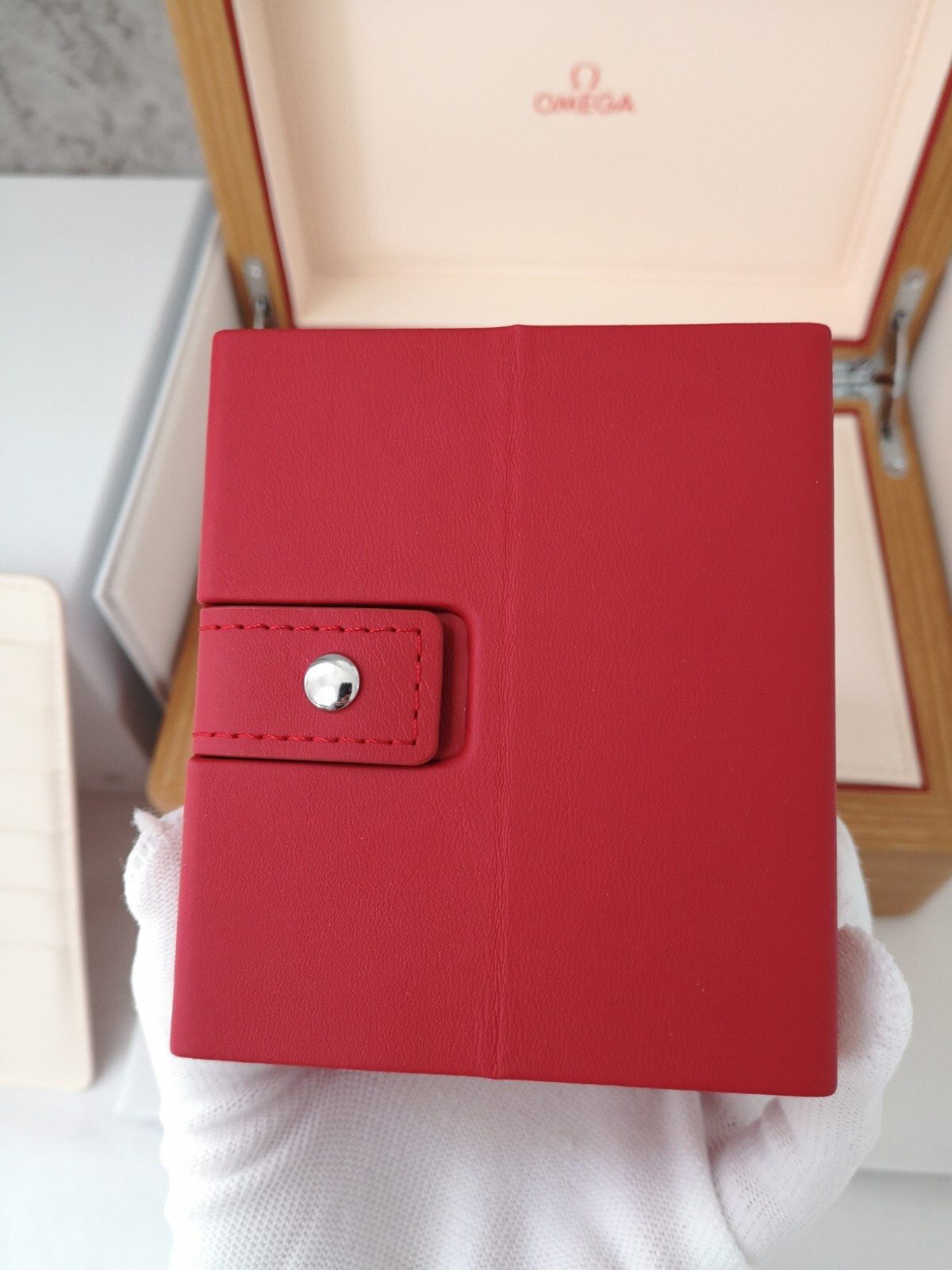 Omega Authentic Wooden Watch Box With Travel Red Cube Box Latest Model New