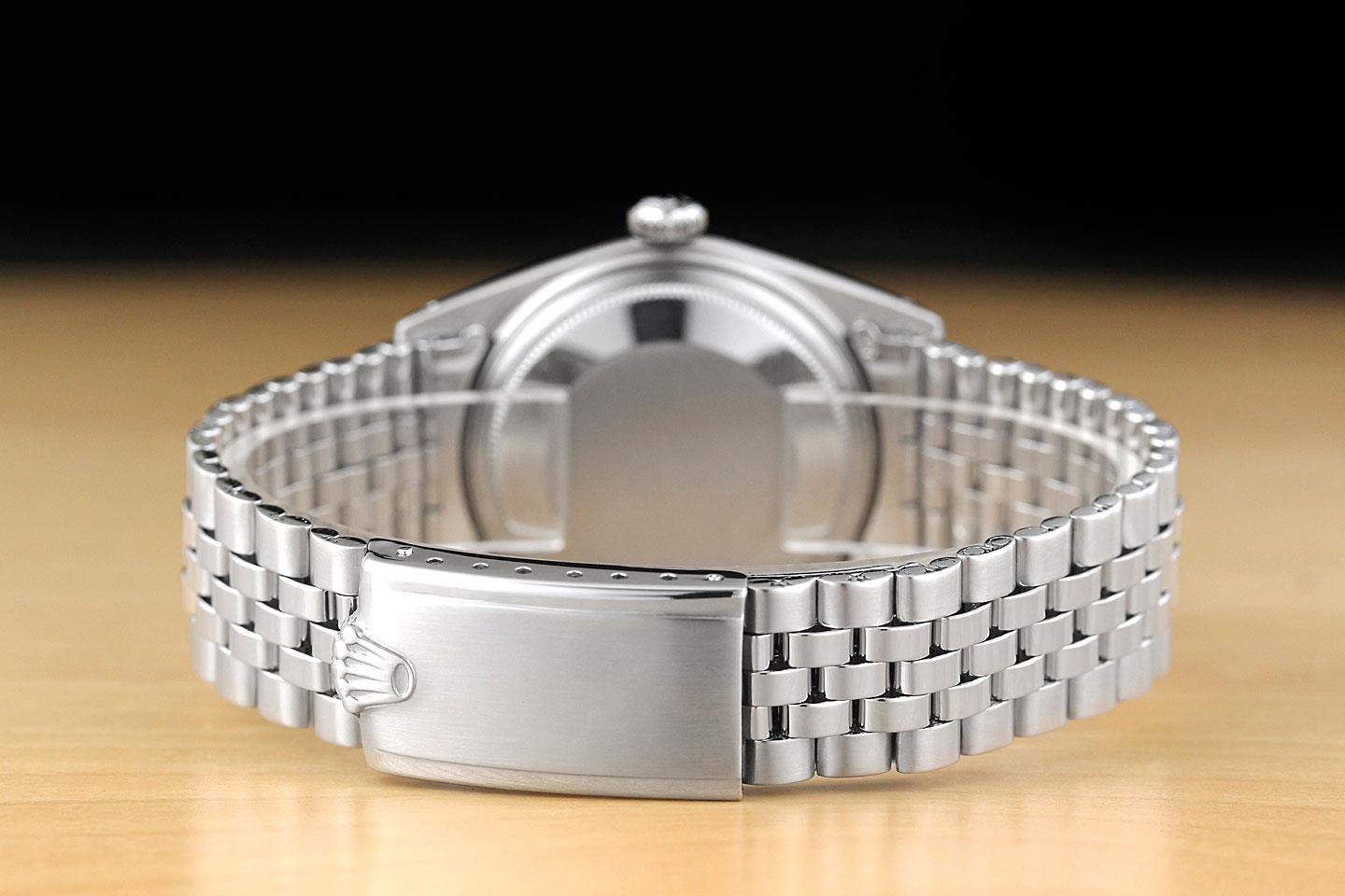 ROLEX MENS DATEJUST BLACK 18K WHITE GOLD STEEL WATCH w/ FOLDED JUBILEE BAND