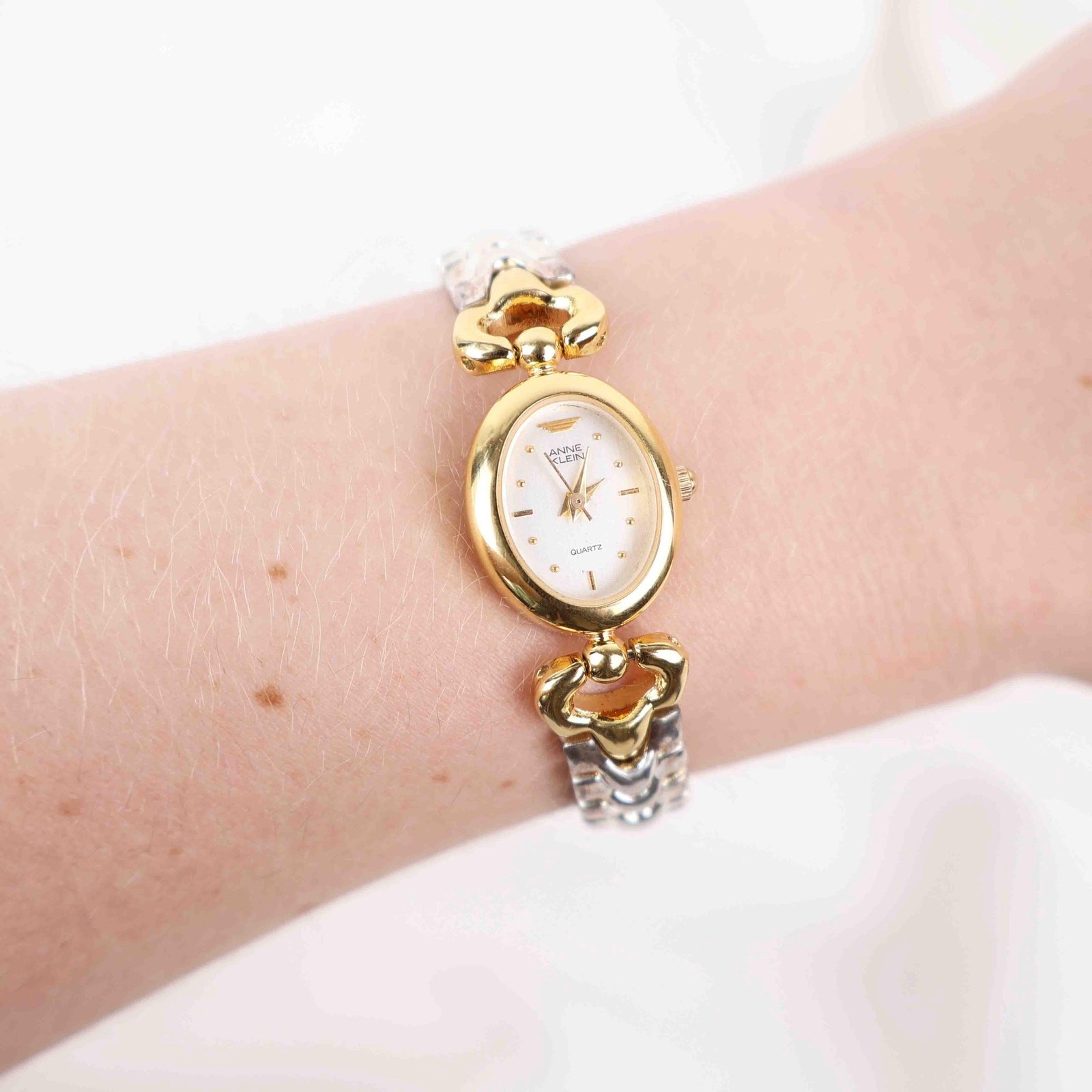 Vintage Anne Klein Oval Face Watch – Two Tone Bracelet (Working Battery)