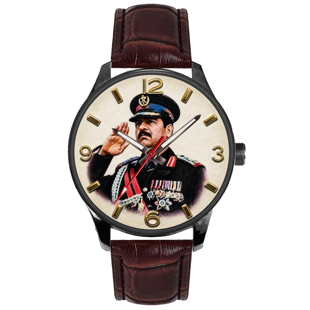 SADDAM HUSSAIN PRESIDENTIAL REGALIA ORIGINAL IRAQI ART DIAL SOLID BRASS WATCH