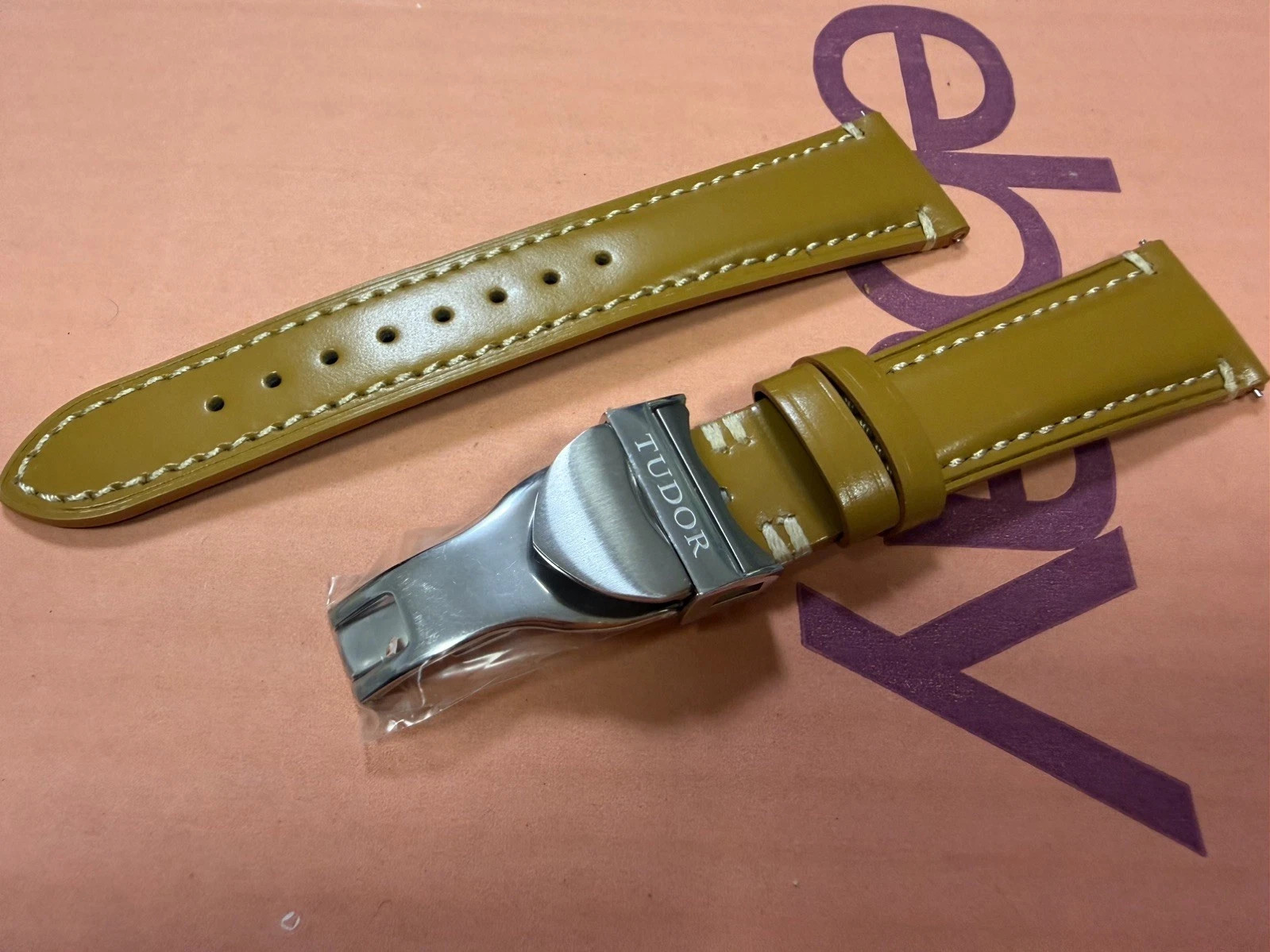 22mm handmade Leather Tan Brown Strap For Tudor Watch