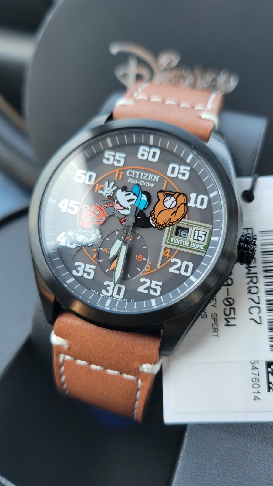 Citizen Mickey Mouse, Baseball Watch Men Brown, Leather Disney BV1089-05W