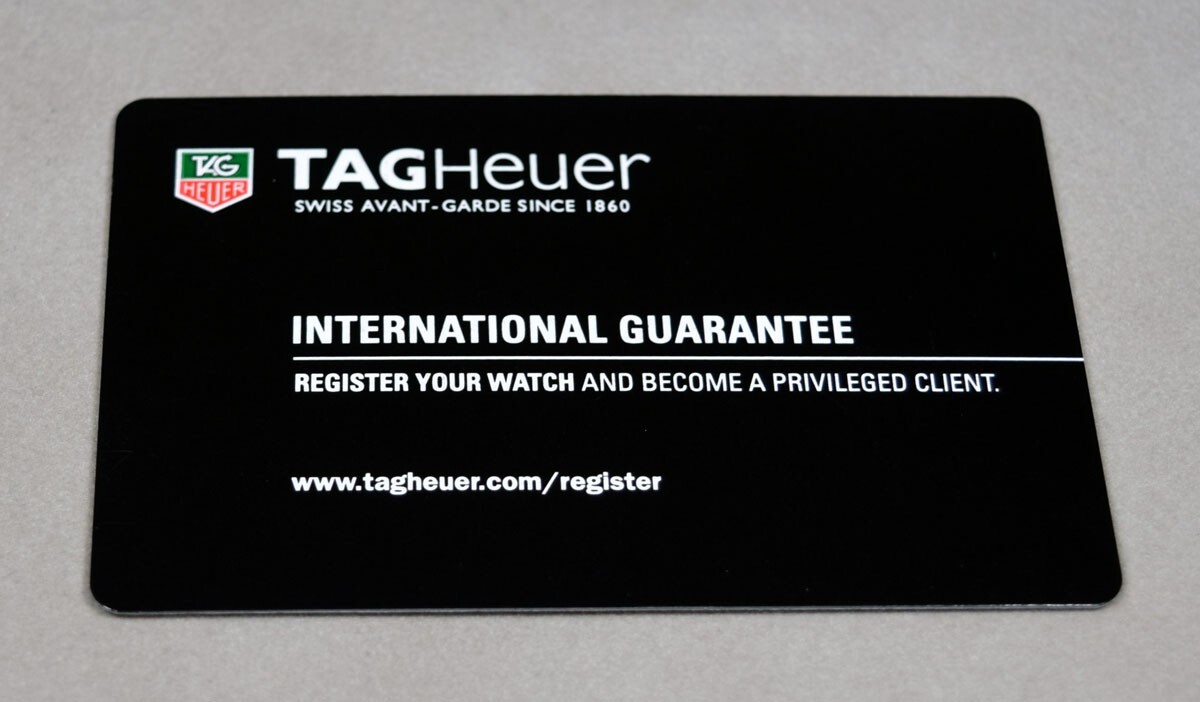 TAG HEUER Watch International Warranty Card For Collectors- unfilled, no booklet