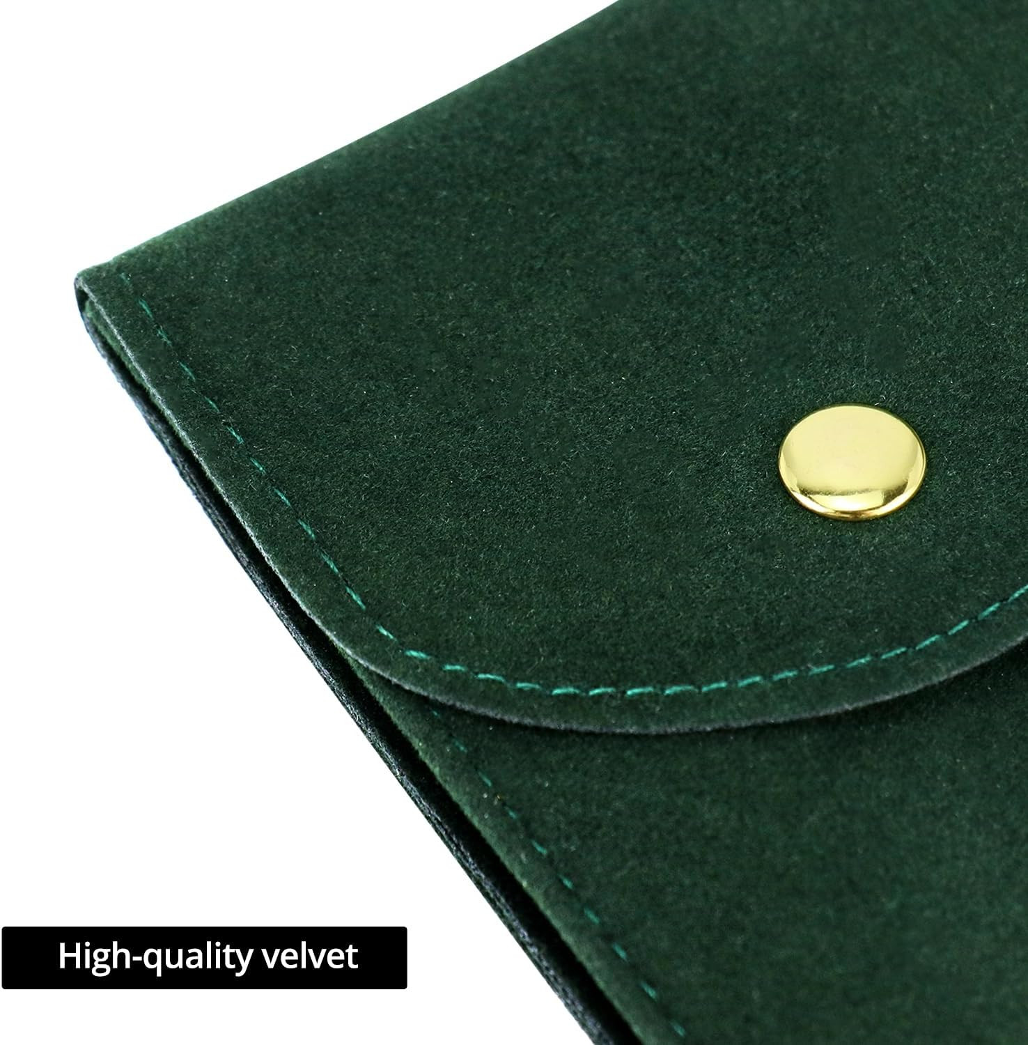 QWORK Luxury Velvet Watch Travel Case with Copper Buckle, Green, 13×7Cm, Portabl