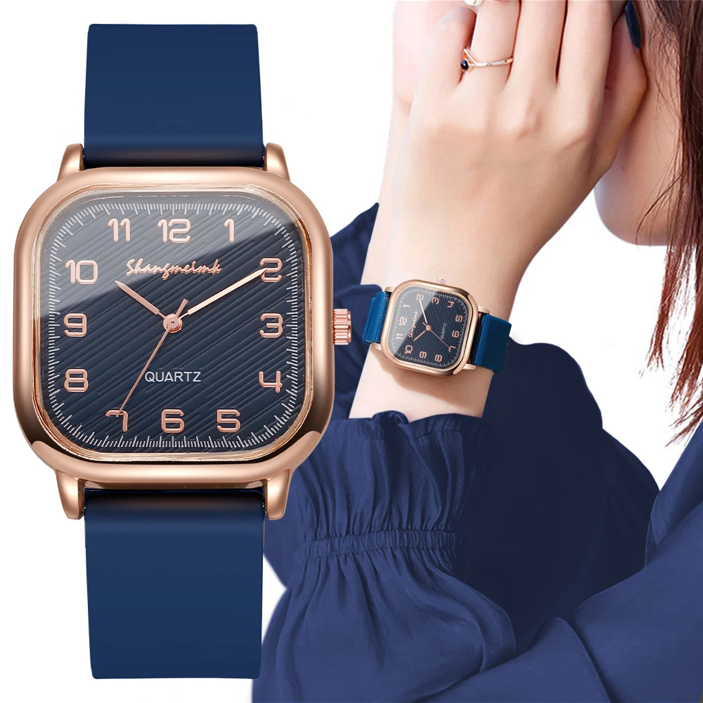 Fashion Square Women Watches Casual Silicone Strap Watch for Girls