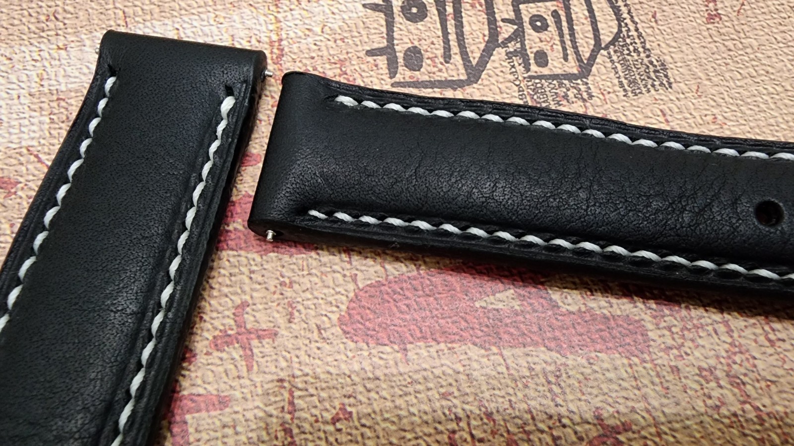 20mm Handmade Genuine Cowhide Leather Watch Strap Black 20-18 Workshop Special