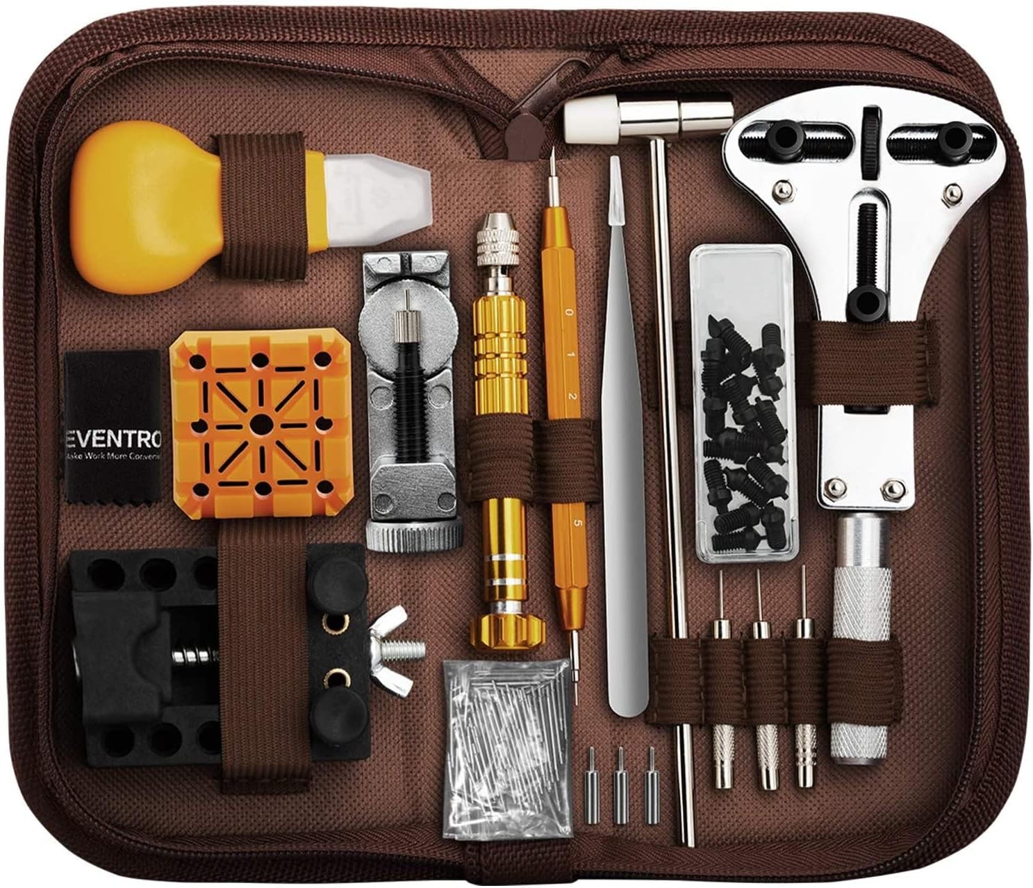 Eventronic Watch Repair Kit, Link Removal Tool, Battery Brown