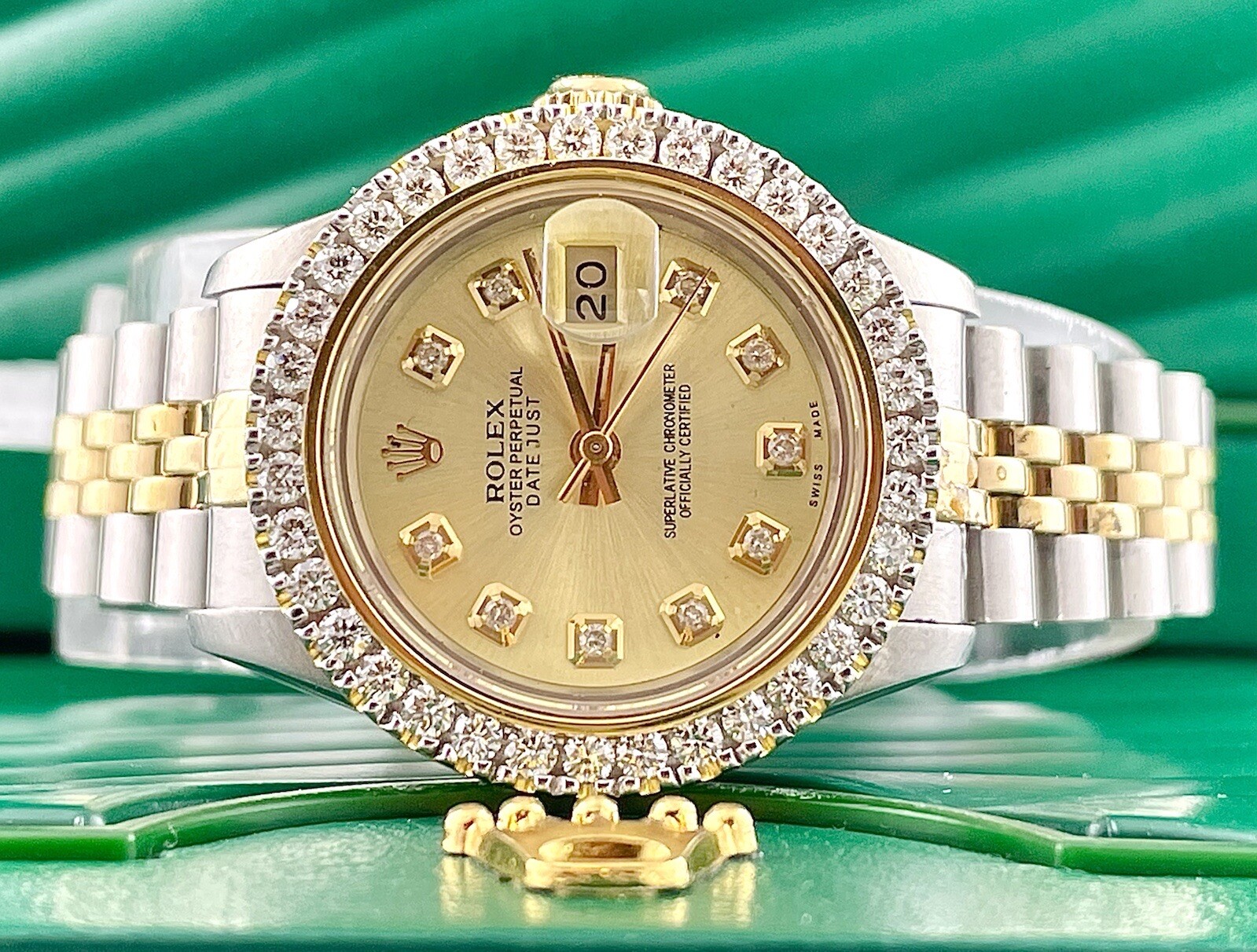 Rolex Ladies Datejust 26mm 18kYellow Gold/Steel ICED 1.75ct Diamonds Yellow Dial