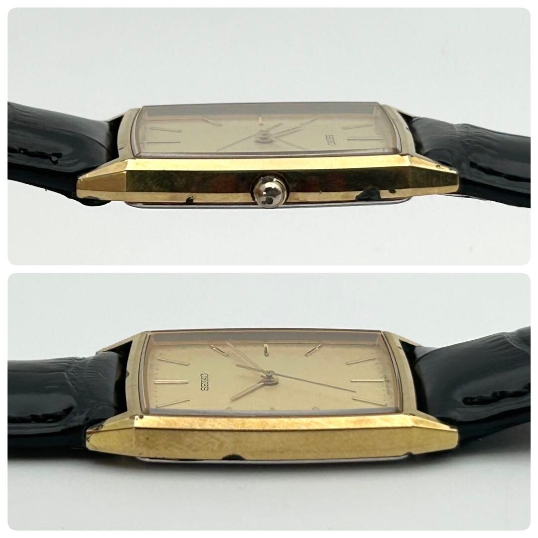 SEIKO 9021-5340 Vintage Quartz Gold Rectangle Linen Dial Men’s Watch Running