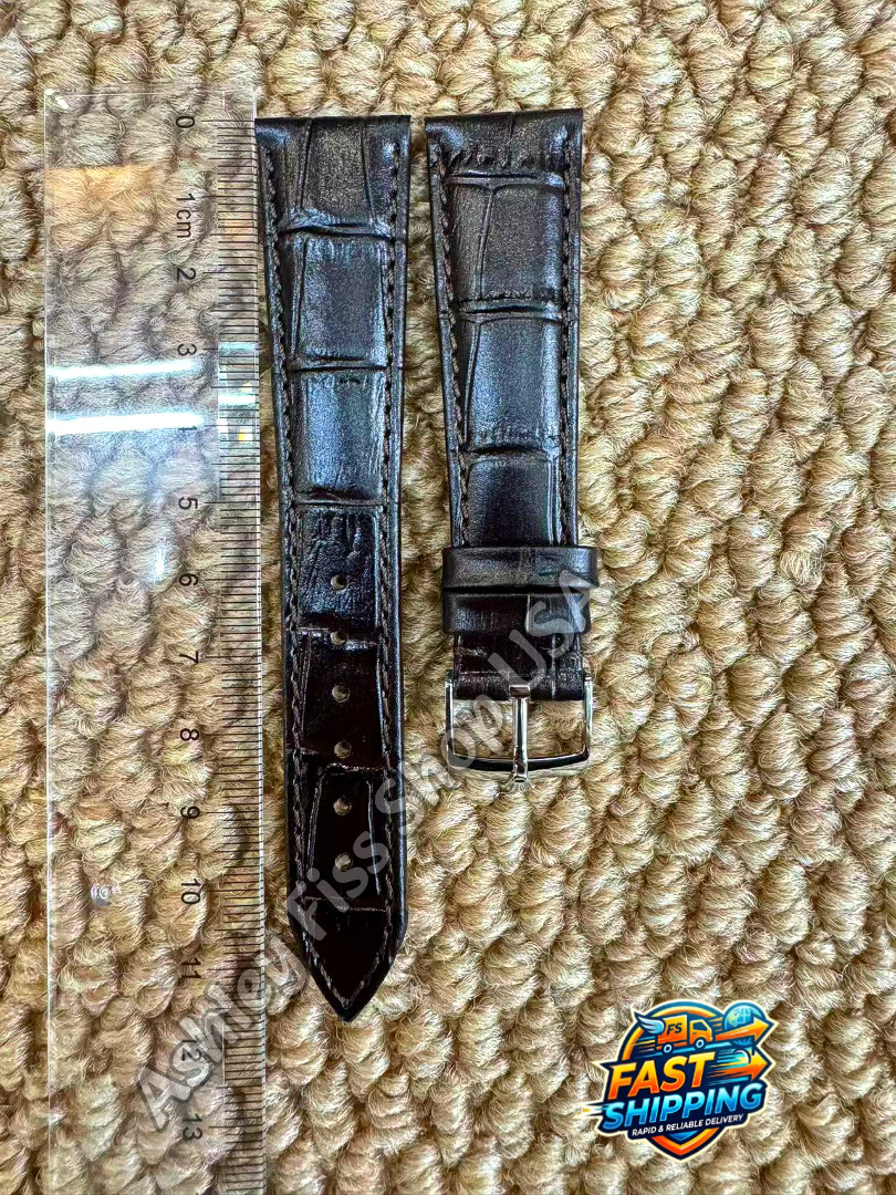 ROLEX Genuine Brown Leather Watch Strap 20-16mm Silver Buckle NOS