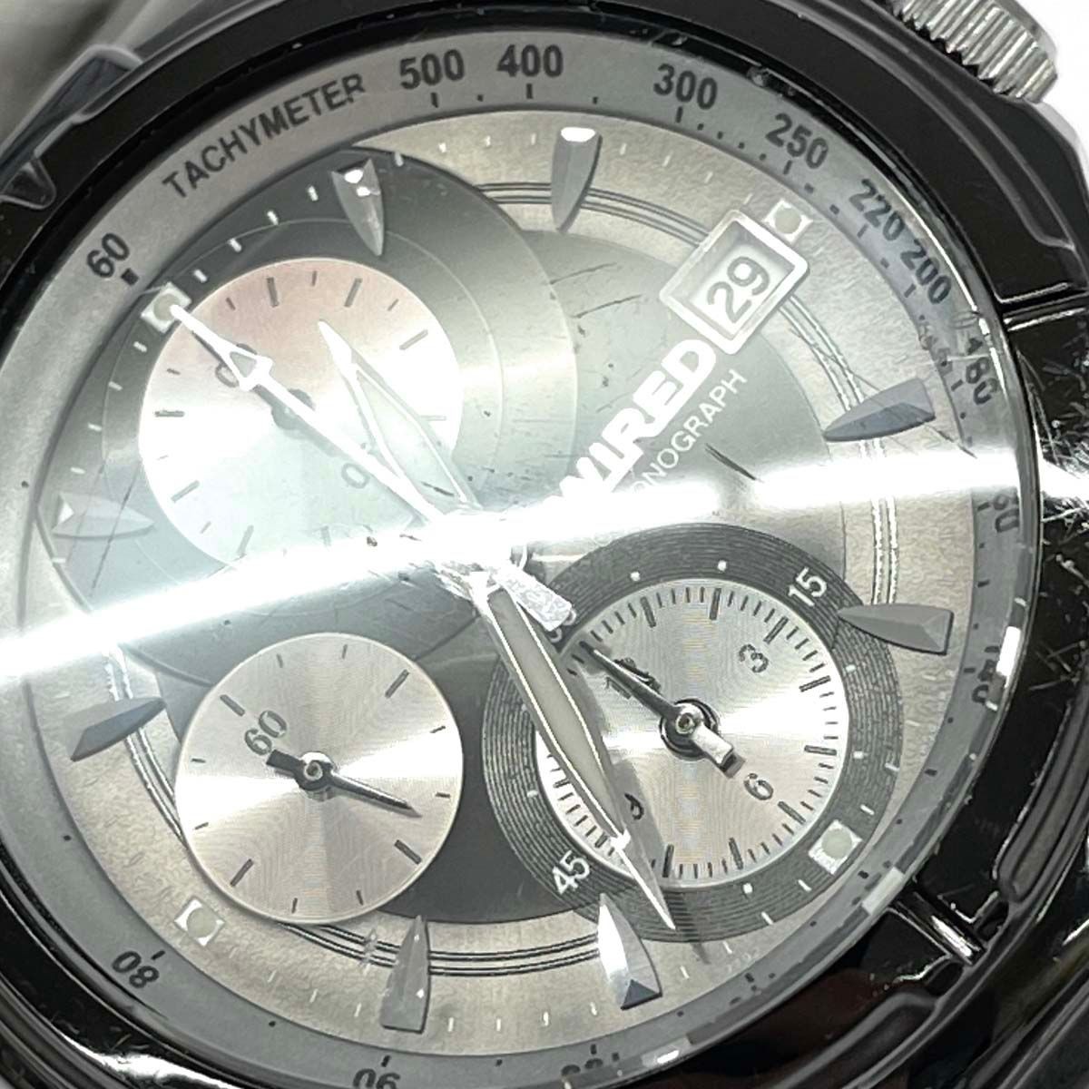 SEIKO Wired Wristwatch Chronograph SS Gunmetal 7T92 0GB0 Black for Ladies