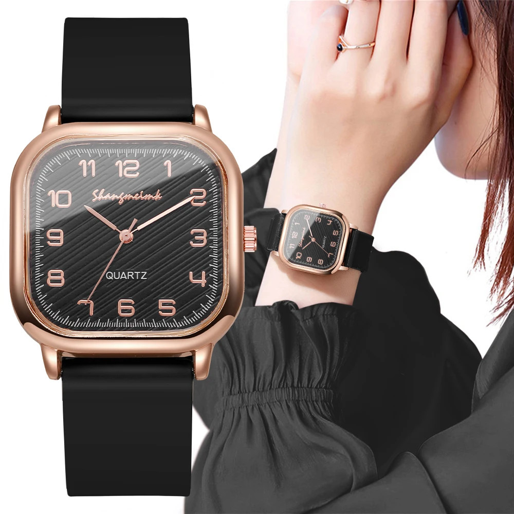 Fashion Square Women Watches Casual Silicone Strap Watch for Girls