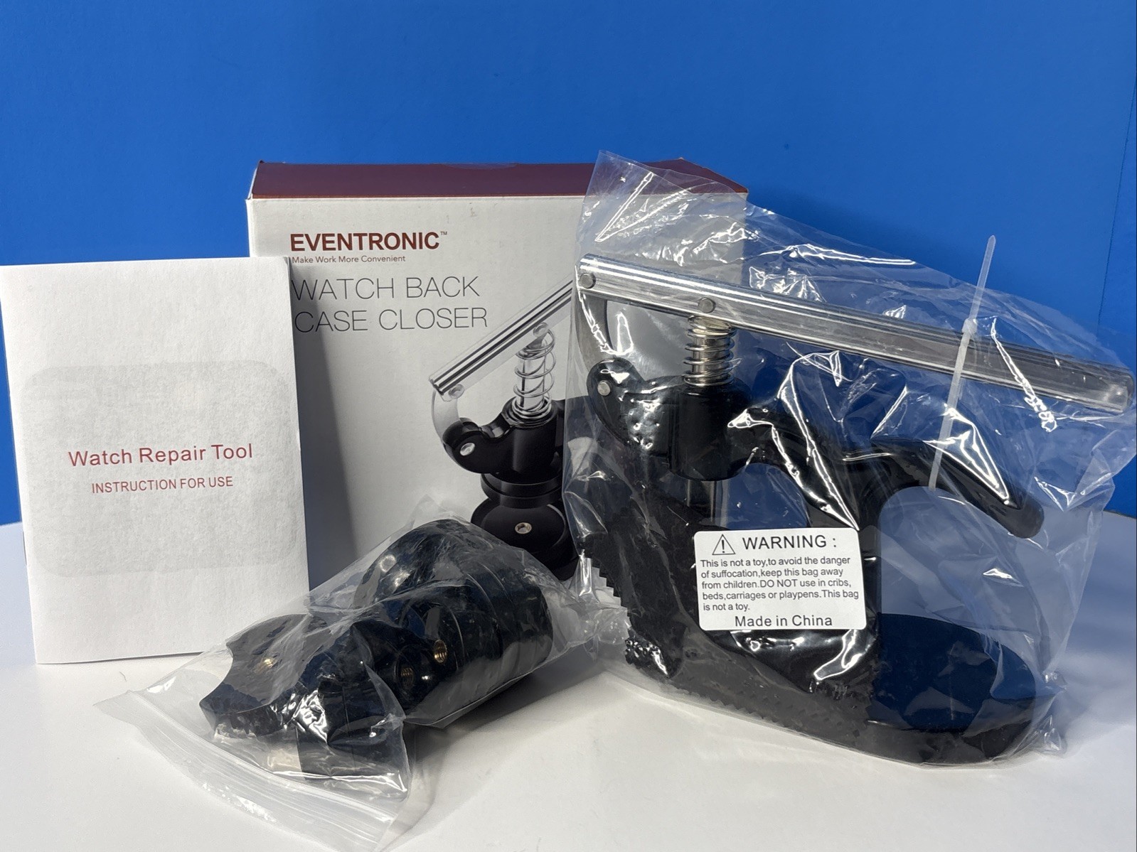 Eventronic Watch Press Set Back Case Closer w/ Molds, Black, New Open Box