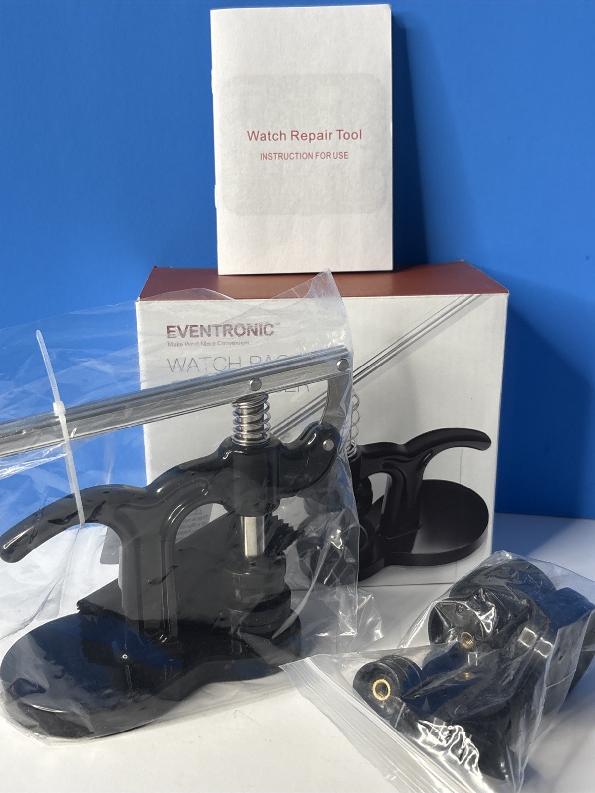 Eventronic Watch Press Set Back Case Closer w/ Molds, Black, New Open Box
